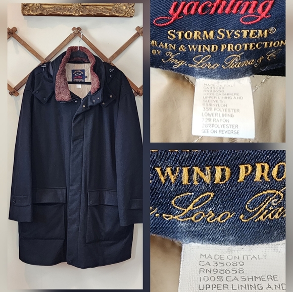 Paul & Shark Loro Piana Storm System 100% Cashmere Hooded Coat Detachable Collar - Picture 2 of 16